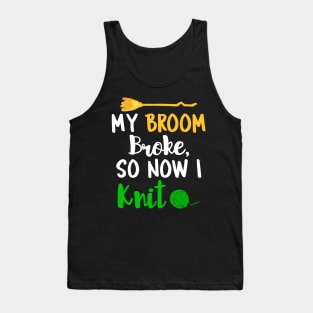 Funny Broom Broke No Knit Design Tank Top